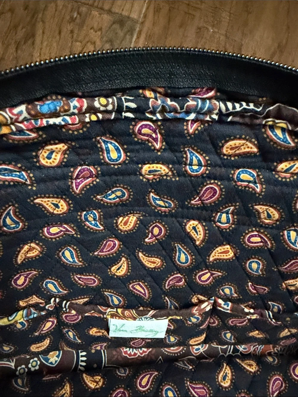 Vera Bradley Black Paisley Quilted Handbag with Multicolor Floral Print
